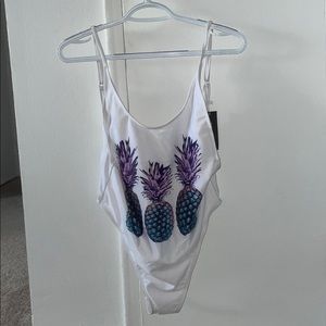 White Pineapple One Piece Bathing Suit